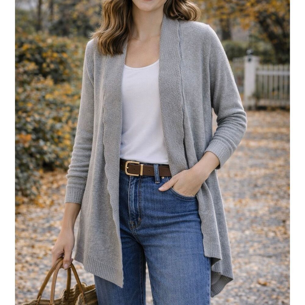 Banana republic wool scalloped blend open cardigan size small